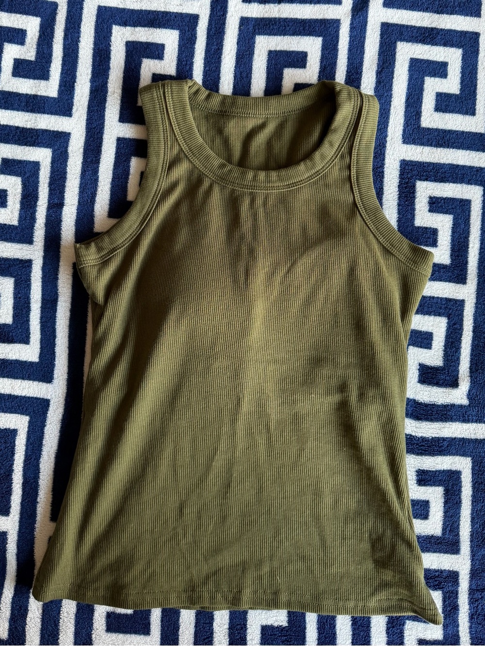 Amazon Olive Green Ribbed Tank Top for Women